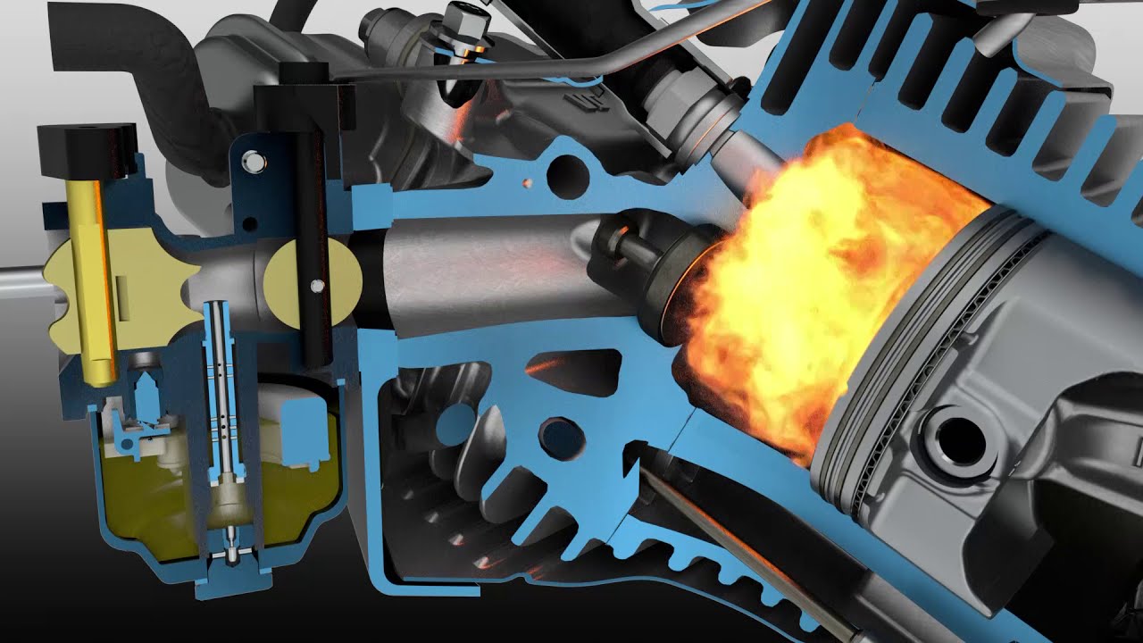 Four-stroke engine cutaway render