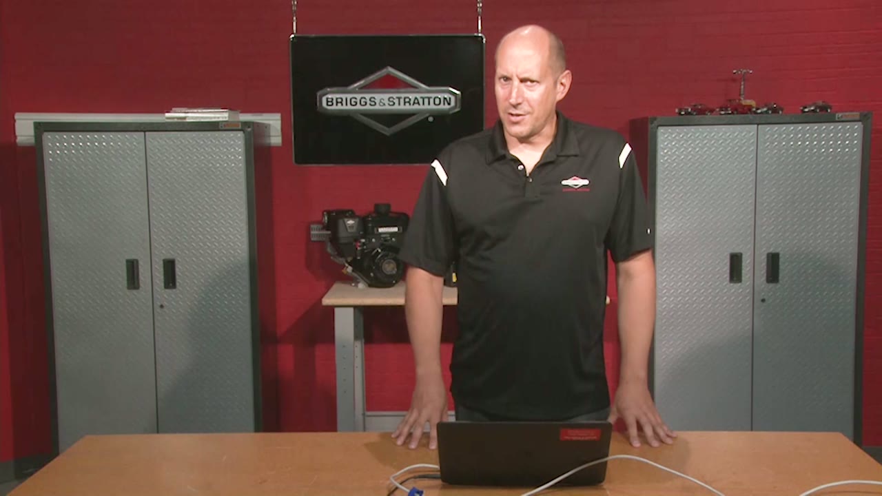 Two presenters on the live technical show set